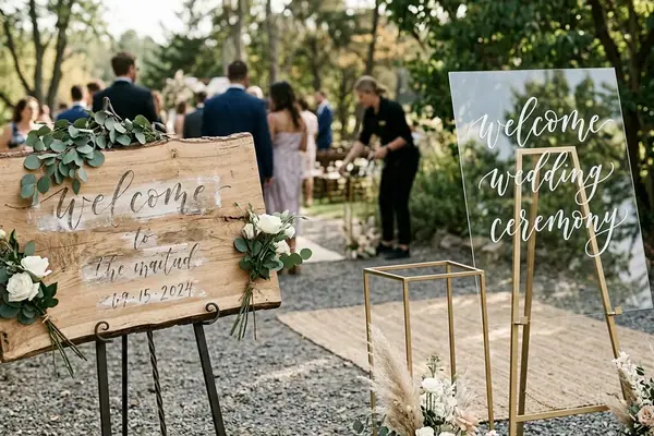 Acrylic vs. Wood Welcome Boards for Outdoor Ceremonies