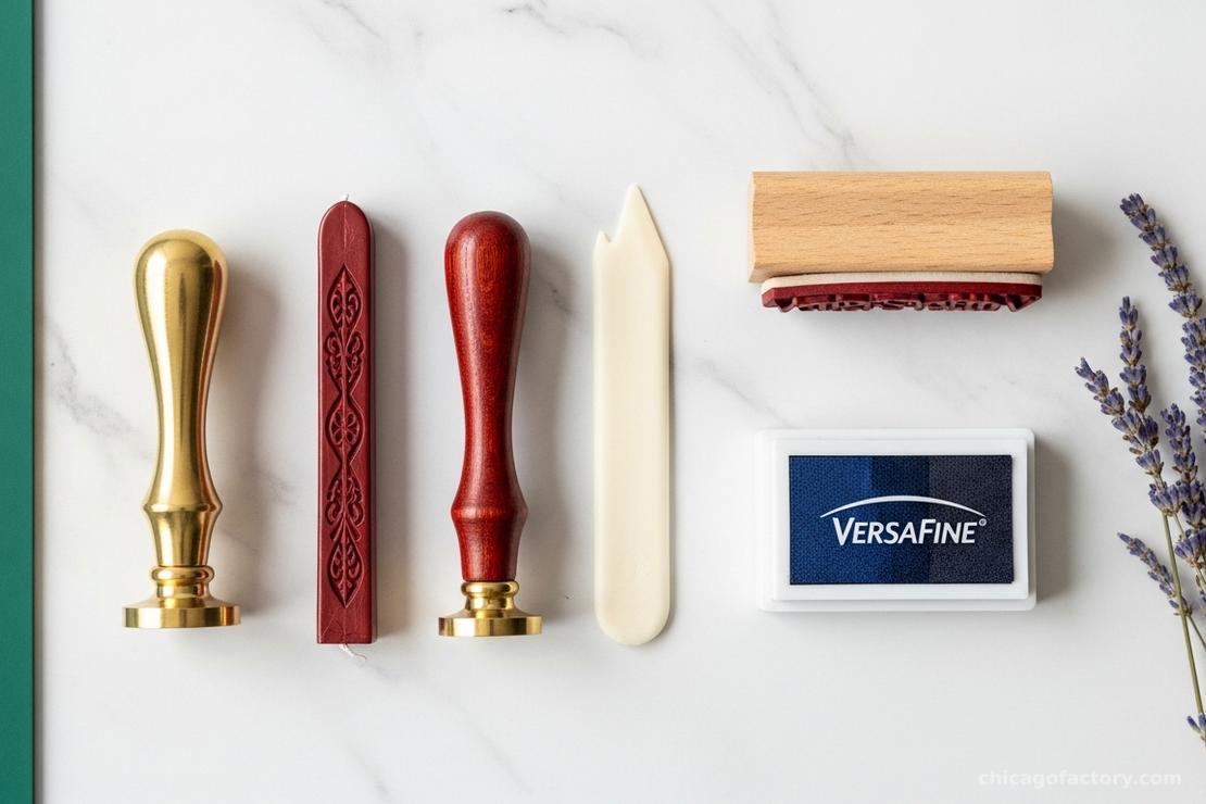 Organized flat lay of essential DIY stationery tools