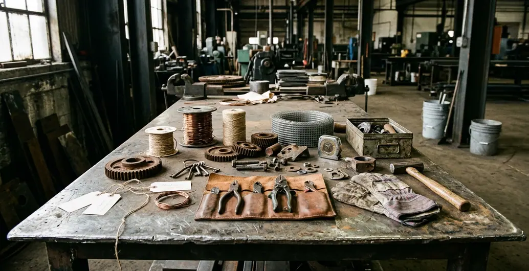 Image showing factory metal tablescape