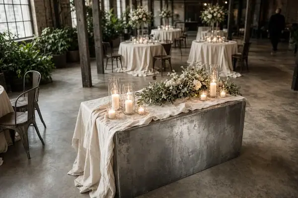 Style an Industrial Sweetheart Table with Steel, Linen, and Candlelight