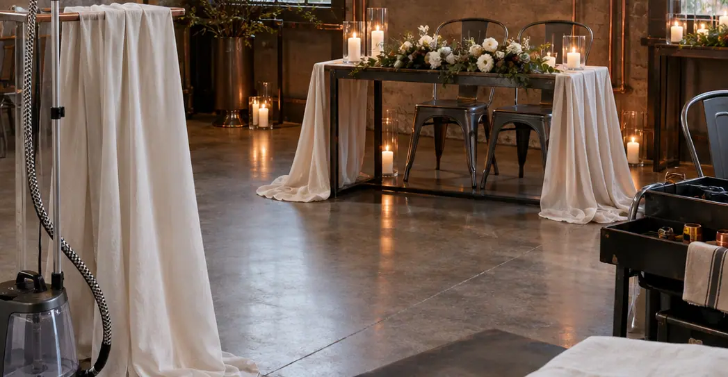 Image showing steel sweetheart table