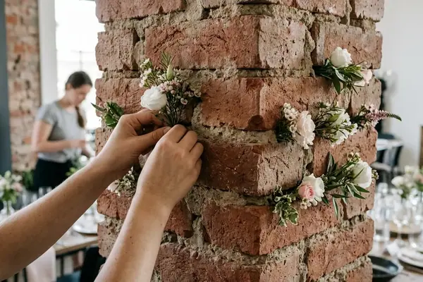 Raw Brick Meets Delicate Florals at Modern Receptions